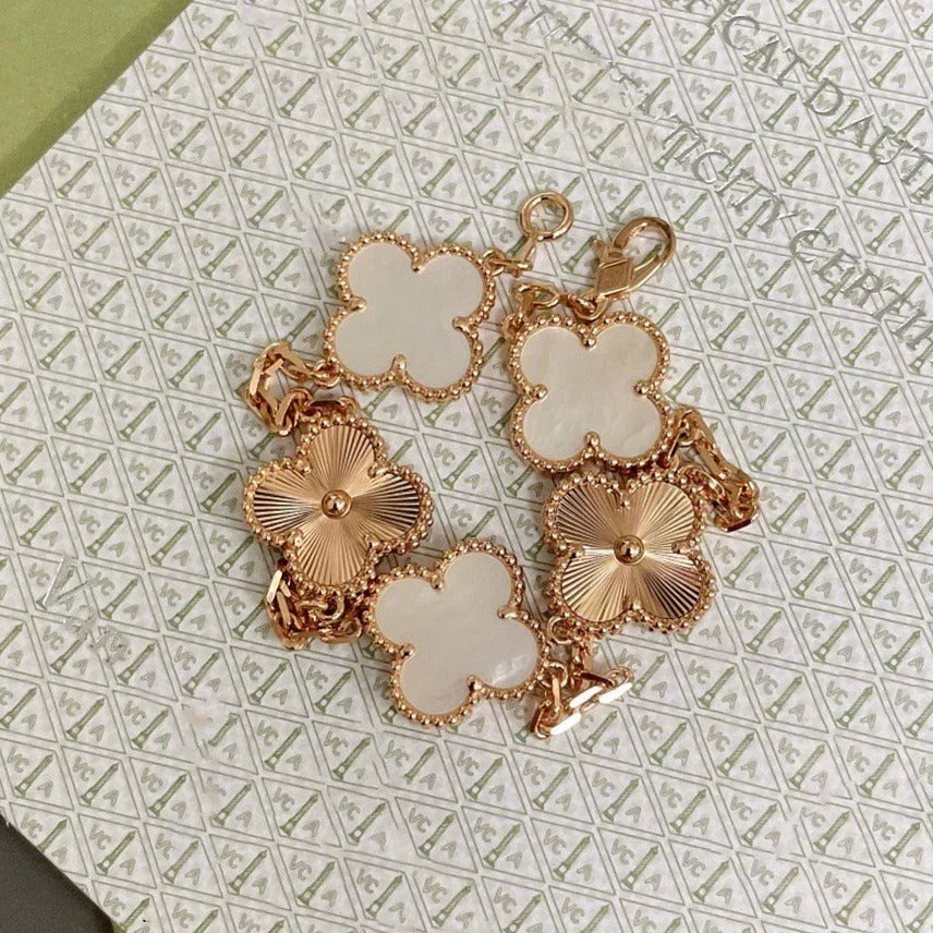 [⭐Renara]CLOVER WHITE PEARL MOP 5 MOTIF BRACELET COLLECTION