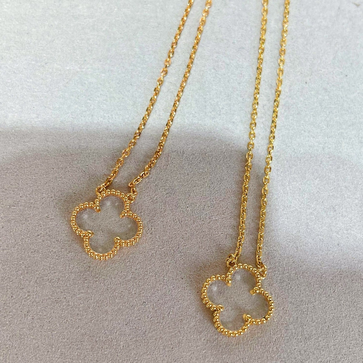 [⭐Renara]CLOVER ROCK CRYSTAL ROSE GOLD NECKLACE