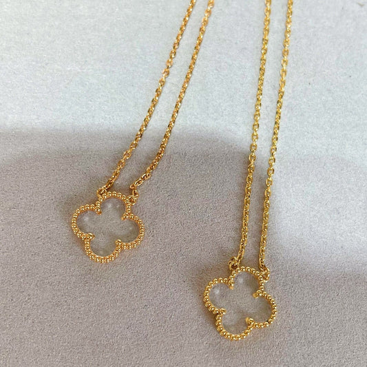 [⭐Renara]CLOVER ROCK CRYSTAL ROSE GOLD NECKLACE