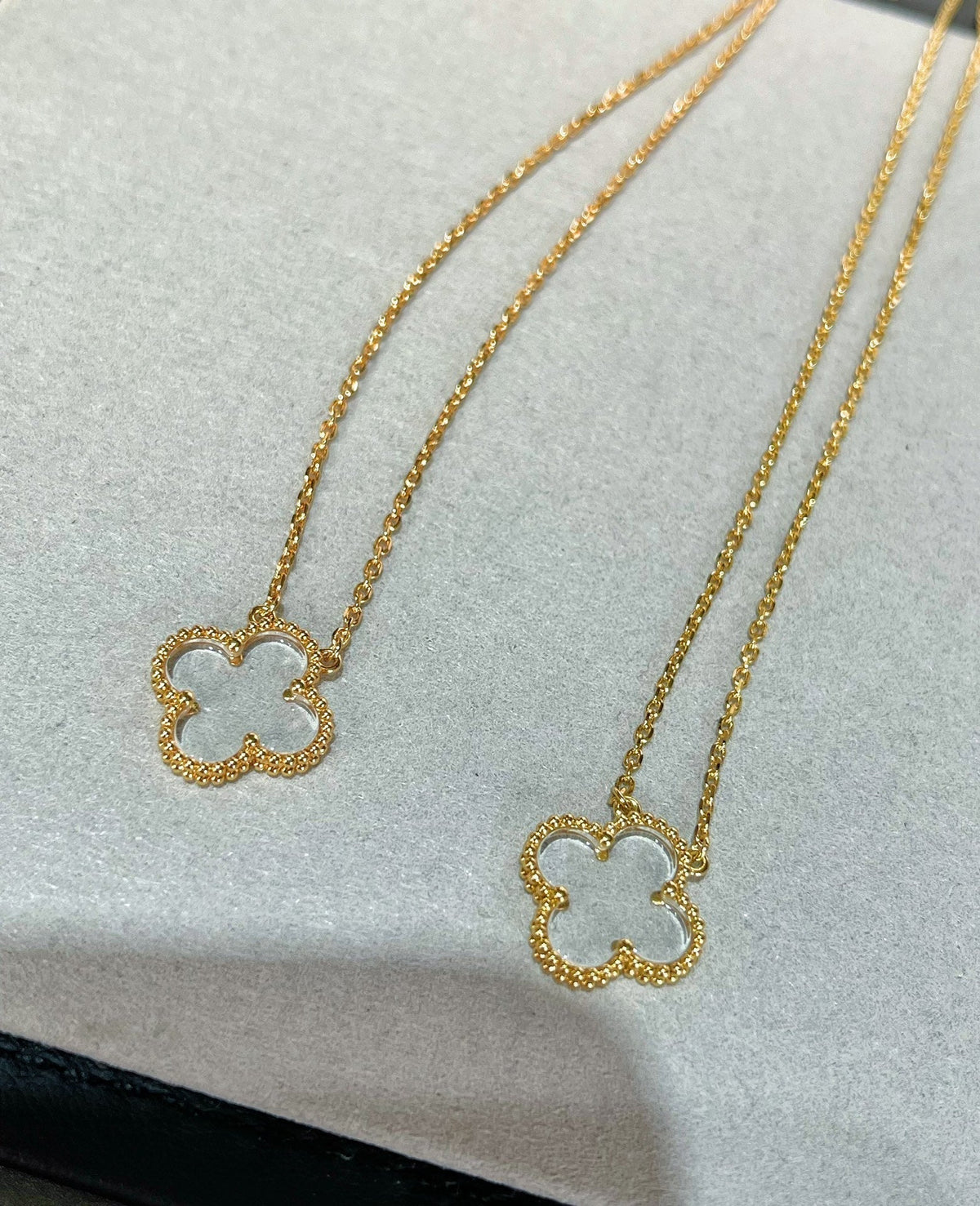 [⭐Renara]CLOVER ROCK CRYSTAL ROSE GOLD NECKLACE