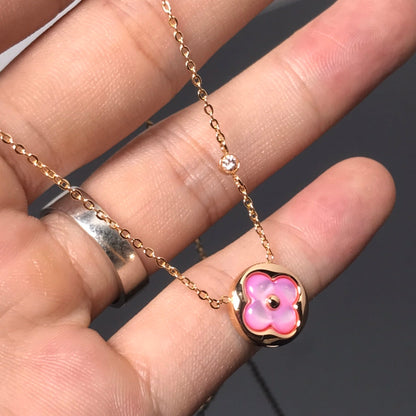 [⭐Renara]COLOR BLOSSOM PINK MOP SUN GOLD NECKLACE