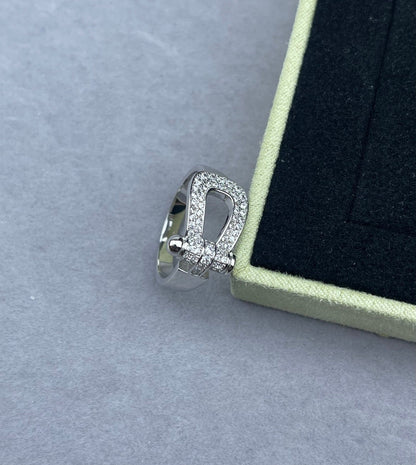 [⭐Renara]Wide Hoof-Shaped Diamond-Studded Ring