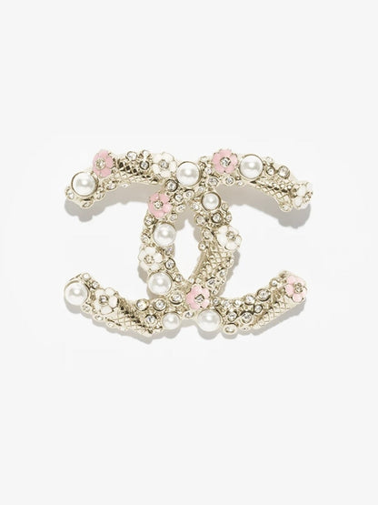 [⭐Renara]26C Pink-White Enamel Ice Cream Cone Double C Brooch