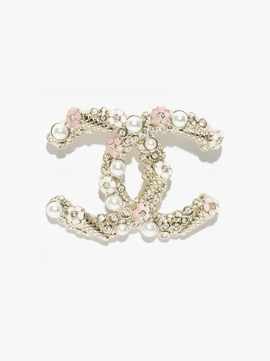 [⭐Renara]26C Pink-White Enamel Ice Cream Cone Double C Brooch