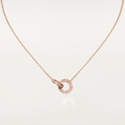 [⭐Renara]LOVE 7.6MM NECKLACE ROSE GOLD AND SILVER  FULL DIAMOND
