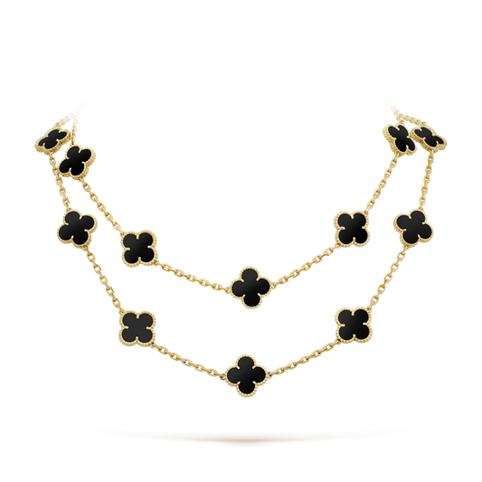 [⭐Renara]CLOVER 20 MOTIFS ONYX NECKLACE