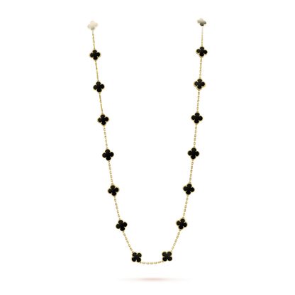 [⭐Renara]CLOVER 20 MOTIFS ONYX NECKLACE