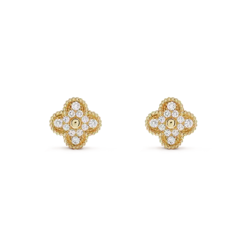 [⭐Renara]CLOVER MEDIUM 1 MOTIFS FUll DIAMOND EARRINGS