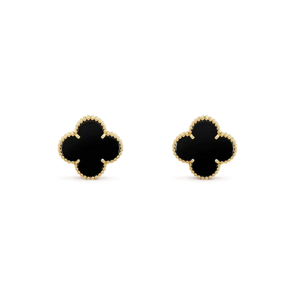 [⭐Renara]CLOVER MEDIUM 1 MOTIFS  ONYX STUD EARRINGS