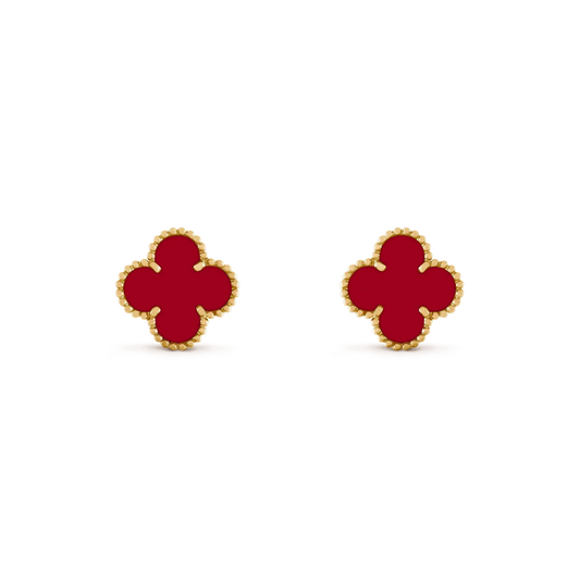 [⭐Renara]CLOVER MEDIUM 1 MOTIFS CARNELIAN  EARRINGS