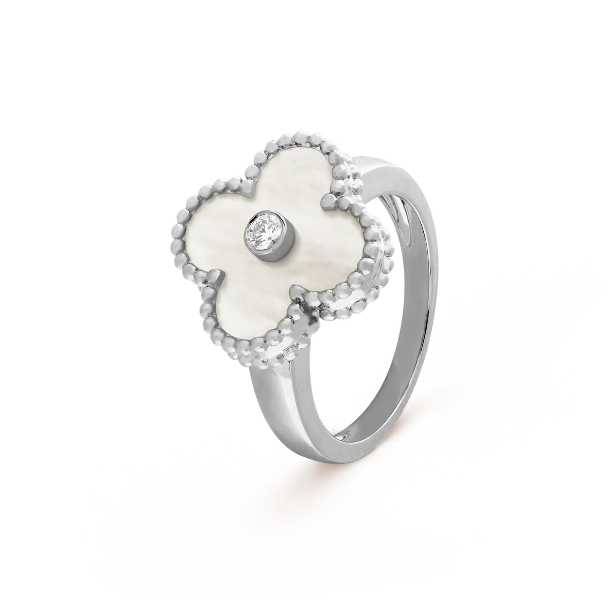 [⭐Renara]CLOVER SILVER MOP DIAMOND RING