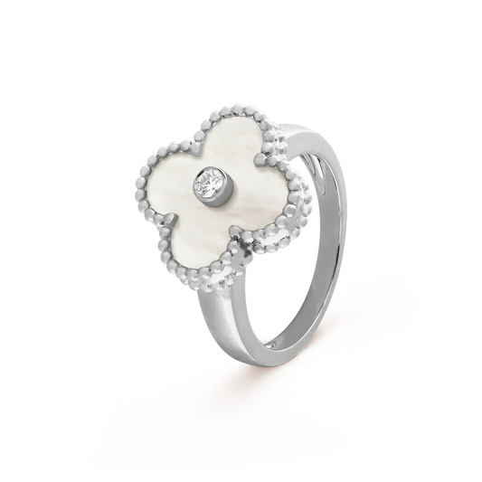 [⭐Renara]CLOVER SILVER MOP DIAMOND RING