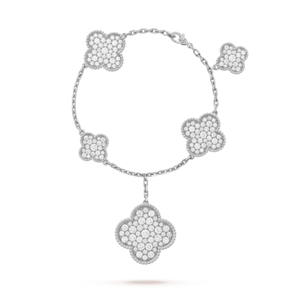 [⭐Renara]CLOVER 6 MOTIFS SILVER DIAMOND BRACELET