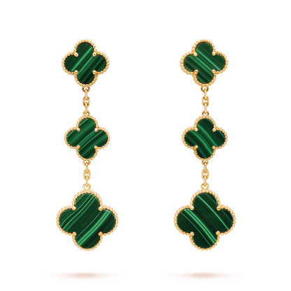 [⭐Renara]CLOVER MALACHITE 3 MOTIFS GOLD