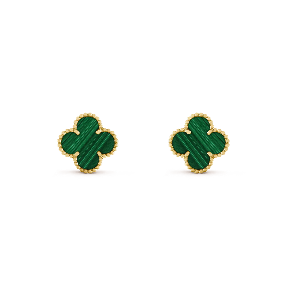 [⭐Renara]CLOVER MEDIUM 1 MOTIFS MALACHITE  EARRINGS