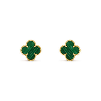 [⭐Renara]CLOVER MEDIUM 1 MOTIFS MALACHITE  EARRINGS