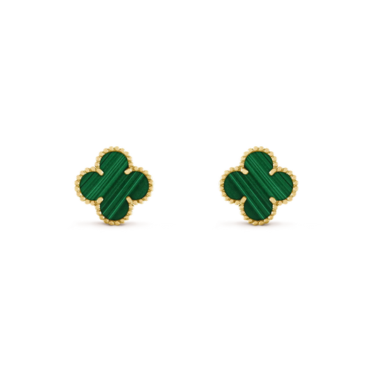 [⭐Renara]CLOVER MEDIUM 1 MOTIFS MALACHITE  EARRINGS
