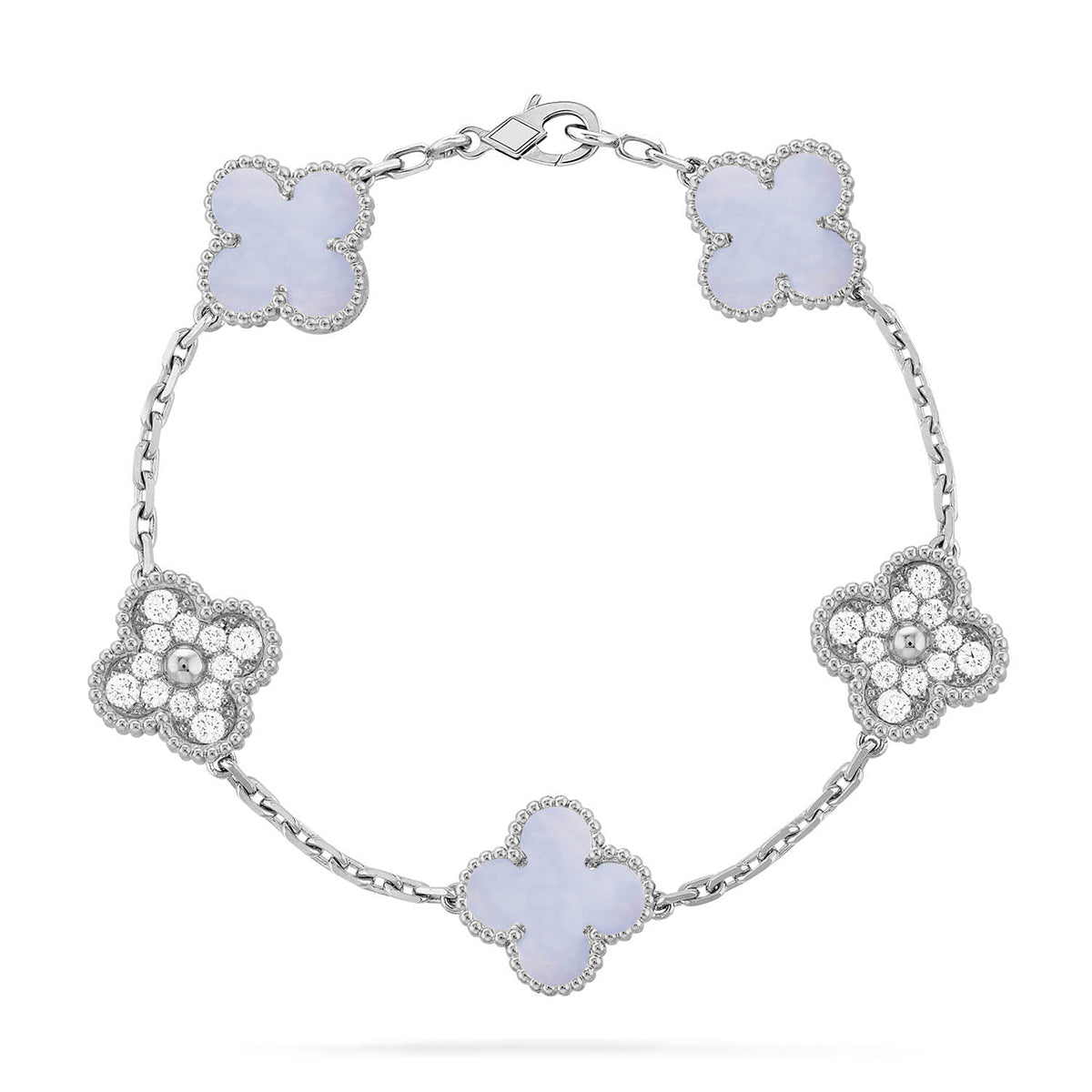 [⭐Renara] CLOVER 5 MOTIF PURPLE CHALCEDONY BRACELET COLLECTION