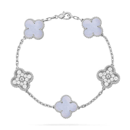 [⭐Renara] CLOVER 5 MOTIF PURPLE CHALCEDONY BRACELET COLLECTION