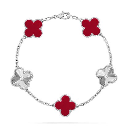 [⭐Renara] CLOVER 5 MOTIF RED CORNELIAN BRACELET COLLECTION