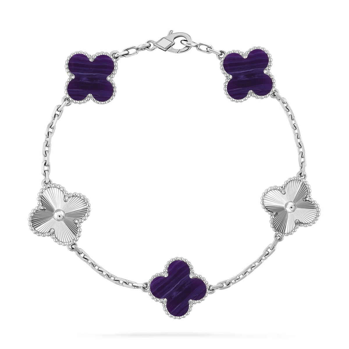 [⭐Renara]CLOVER 5 MOTIF PURPLE STRIPES BRACELET COLLECTION
