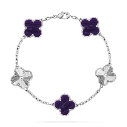 [⭐Renara]CLOVER 5 MOTIF PURPLE STRIPES BRACELET COLLECTION