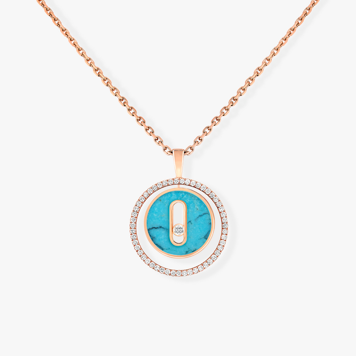[⭐Renara]Demo MOVE 1 DIAMOND TURQUOISE PINK GOLD DIAMOND NECKLACE
