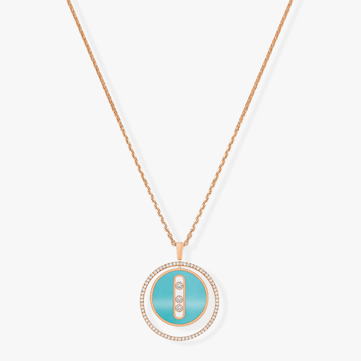 [⭐Renara]Demo MOVE 3 DIAMONDS TURQUOISE PINK GOLD DIAMOND NECKLACE