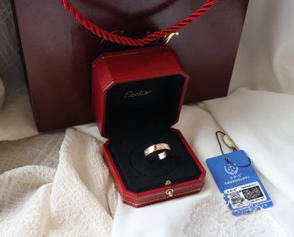 [⭐Renara]LOVE RING 5.5MM 6 DIAMONDS PINK GOLD