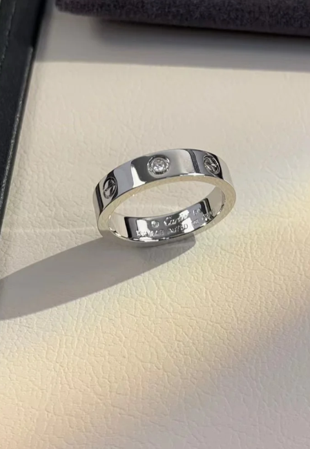 [⭐Renara]LOVE RING 4MM 1 DIAMOND SILVER