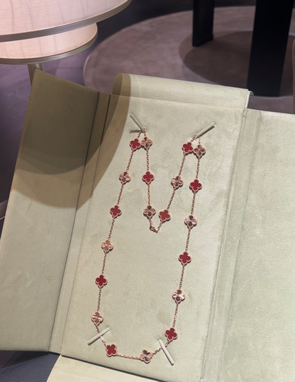 [⭐Renara]CLOVER 20 MOTIFS LASER CARNELIAN NECKLACE