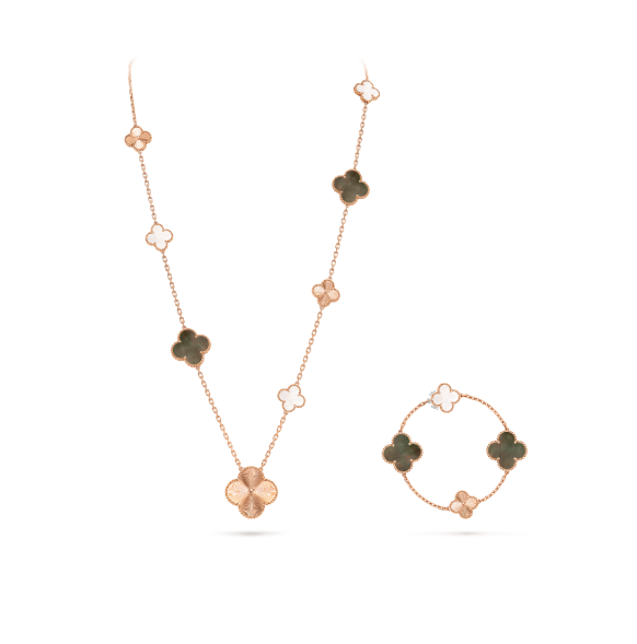 [⭐Renara]DETACHABLE CLOVER 15(11+4) FLOWER SILVER NECKLACE SET