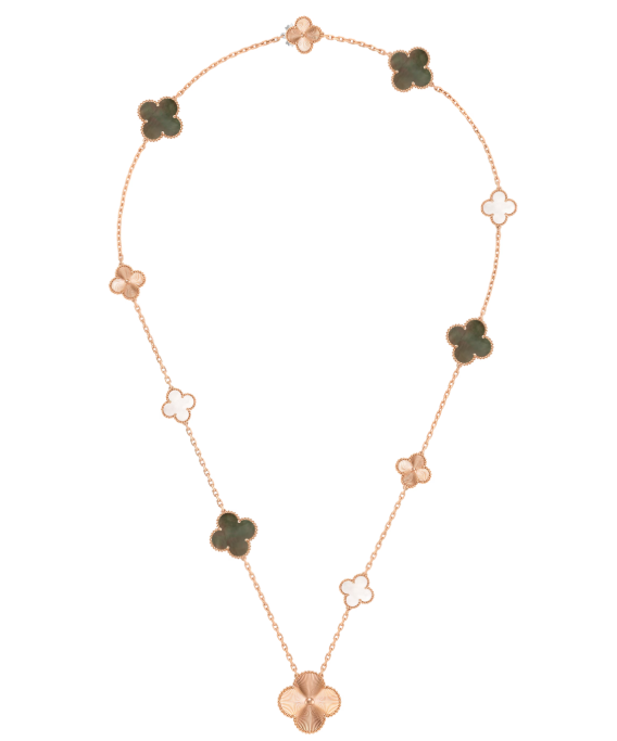 [⭐Renara]DETACHABLE CLOVER 15(11+4) FLOWER SILVER NECKLACE SET