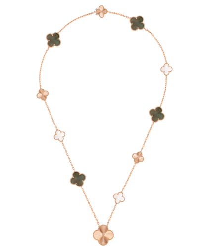 [⭐Renara]DETACHABLE CLOVER 15(11+4) FLOWER SILVER NECKLACE SET