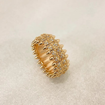 [⭐Renara]CLASH DOUBLE-ROW RIVET RING WITH DIAMOND SETTING