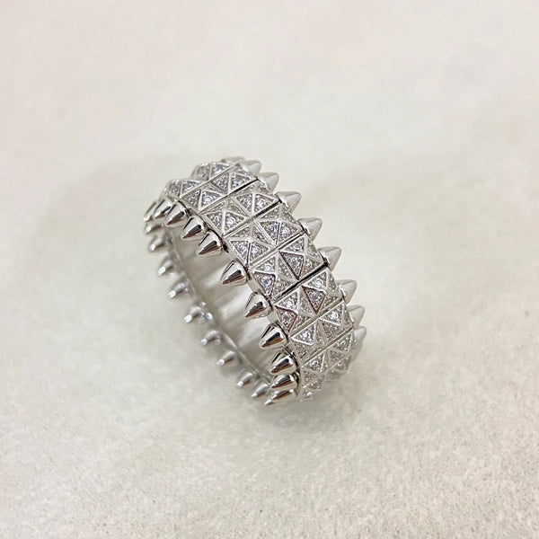 [⭐Renara]CLASH DOUBLE-ROW RIVET RING WITH DIAMOND SETTING