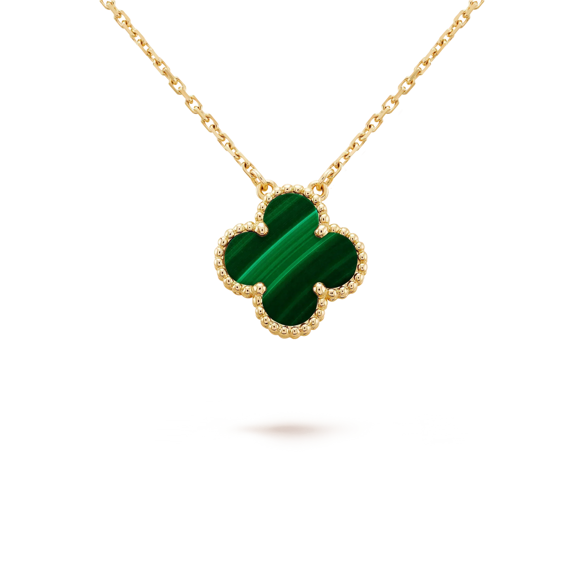 [⭐Renara]CLOVER 15MM MALACHITE SINGLE FLOWER  NECKLACE