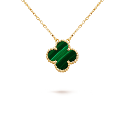 [⭐Renara]CLOVER 15MM MALACHITE SINGLE FLOWER  NECKLACE