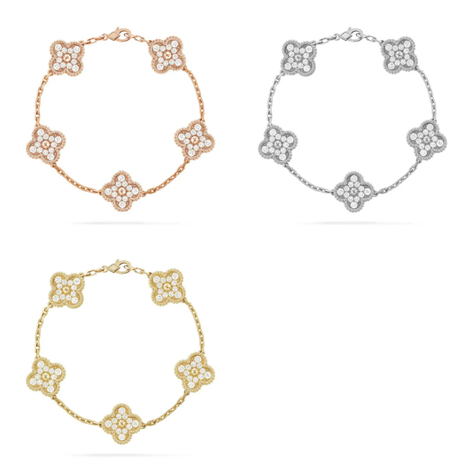 [⭐Renara] CLOVER 5 MOTIF FULL DIAMOND BRACELET COLLECTION