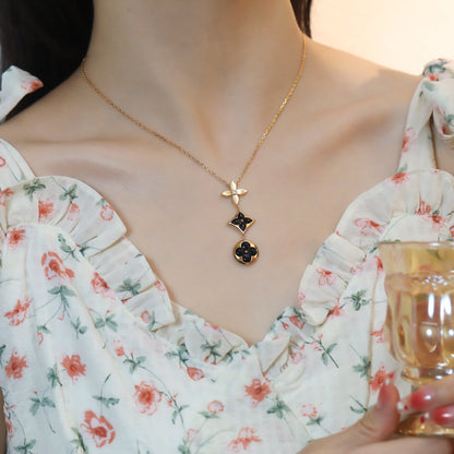 [⭐Renara]STAR AND SUN ONYX PINK GOLD NECKLACE