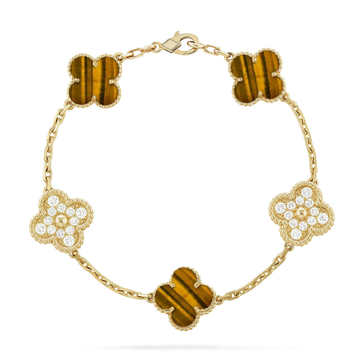 [⭐Renara] CLOVER 5 MOTIFS TIGER EYE BRACELET COLLECTION