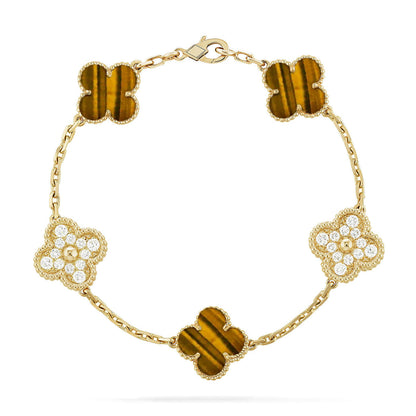 [⭐Renara] CLOVER 5 MOTIFS TIGER EYE BRACELET COLLECTION