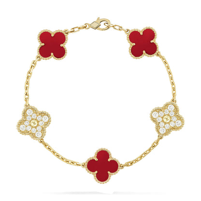 [⭐Renara] CLOVER 5 MOTIF RED CORNELIAN BRACELET COLLECTION