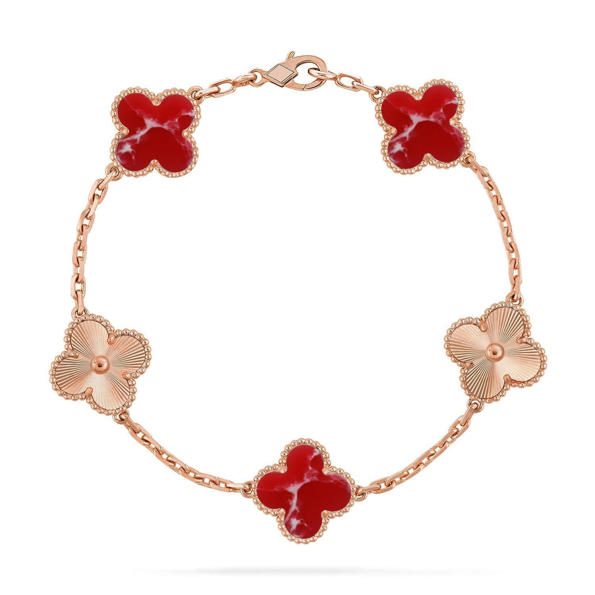 [⭐Renara]CLOVER 5 MOTIF RED PATTERN BRACELET COLLECTION