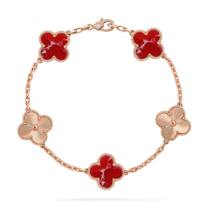 [⭐Renara]CLOVER 5 MOTIF RED PATTERN BRACELET COLLECTION