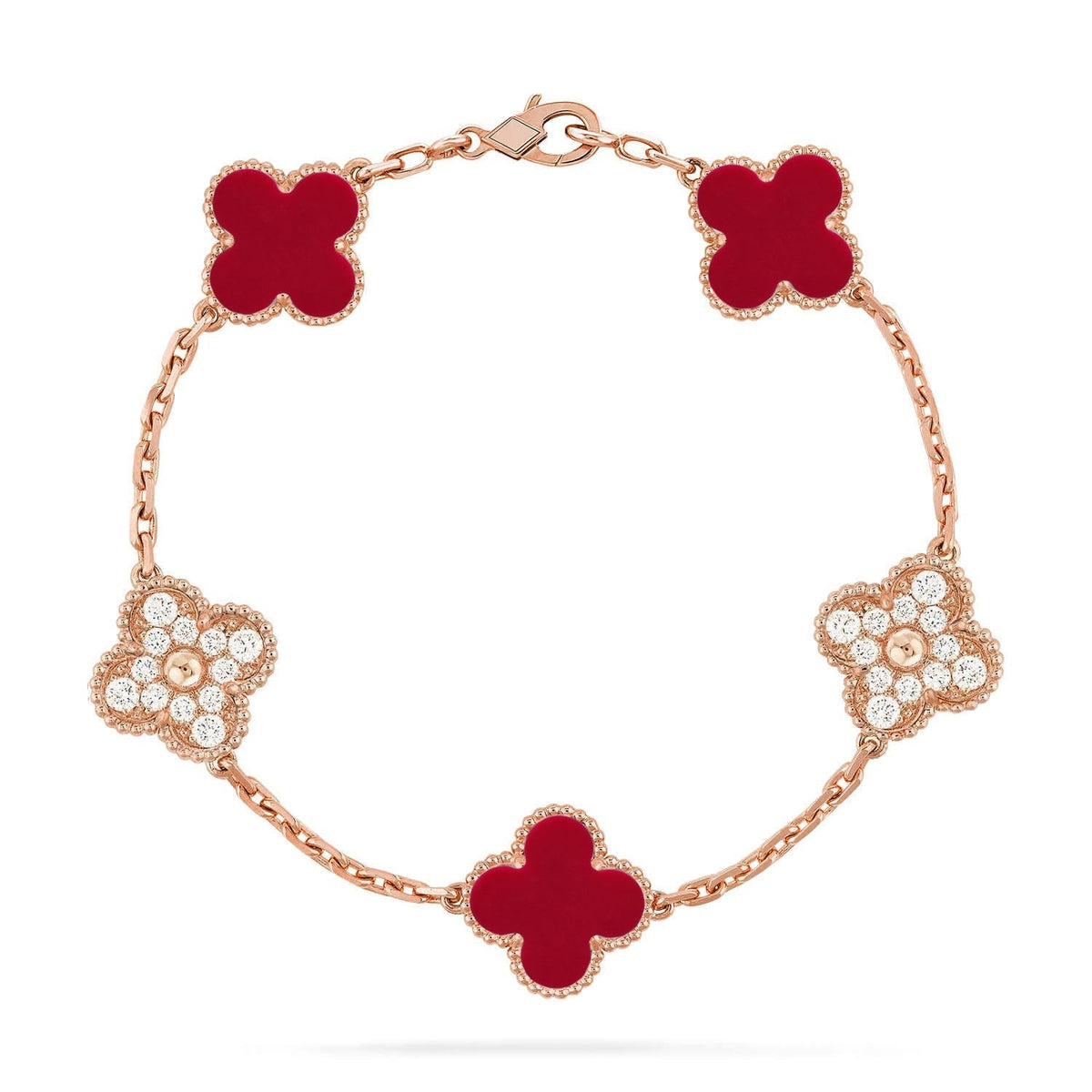 [⭐Renara] CLOVER 5 MOTIF RED CORNELIAN BRACELET COLLECTION