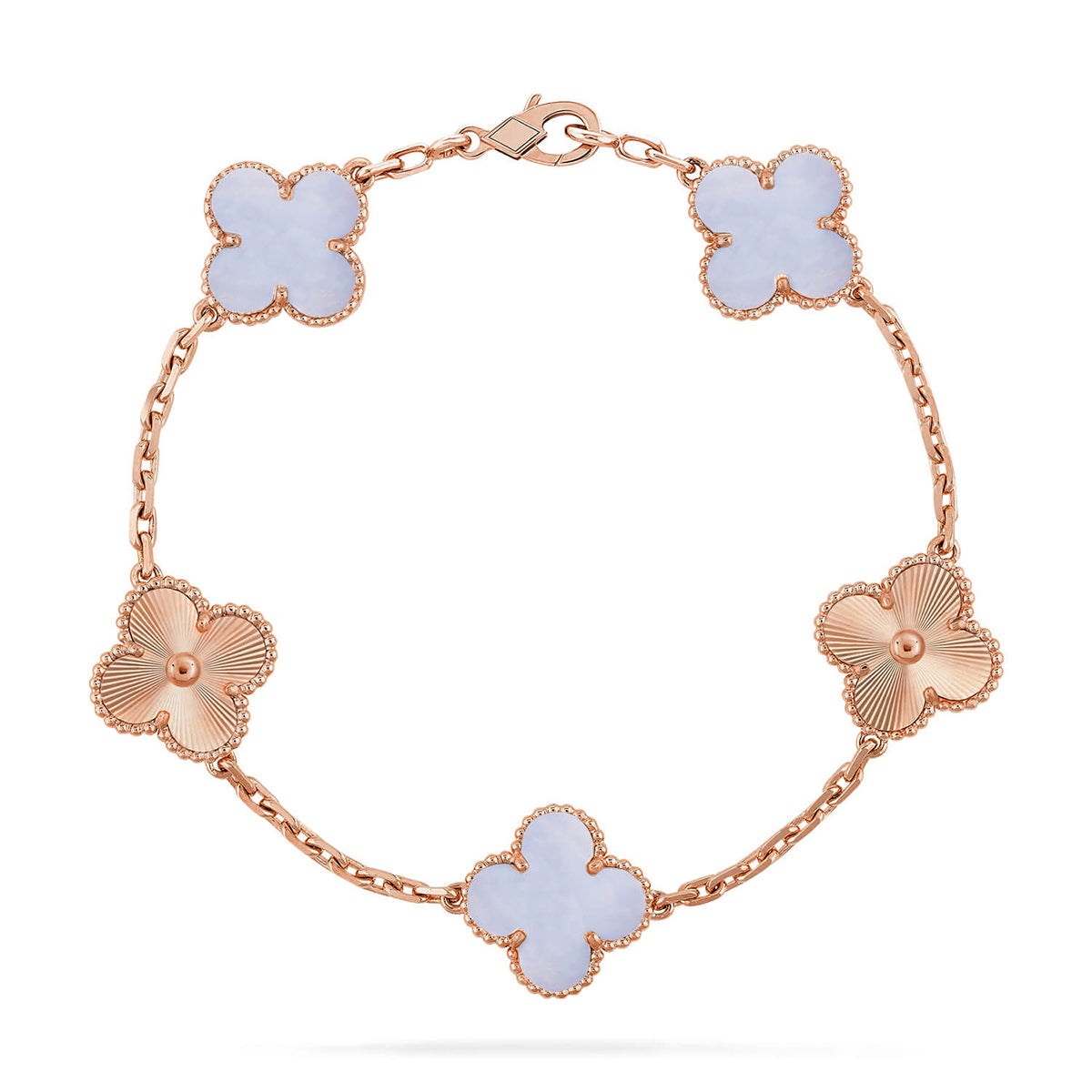 [⭐Renara] CLOVER 5 MOTIF PURPLE CHALCEDONY BRACELET COLLECTION