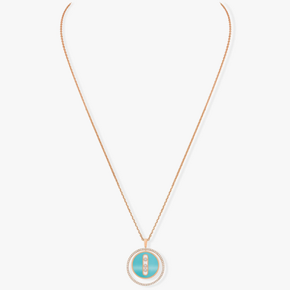 [⭐Renara]Demo MOVE 3 DIAMONDS TURQUOISE PINK GOLD DIAMOND NECKLACE