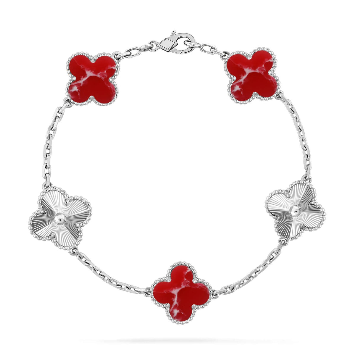 [⭐Renara]CLOVER 5 MOTIF RED PATTERN BRACELET COLLECTION