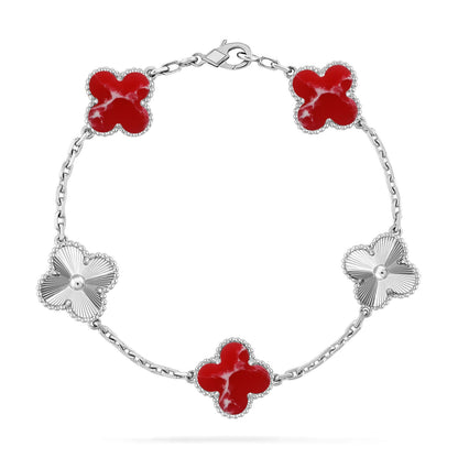 [⭐Renara]CLOVER 5 MOTIF RED PATTERN BRACELET COLLECTION